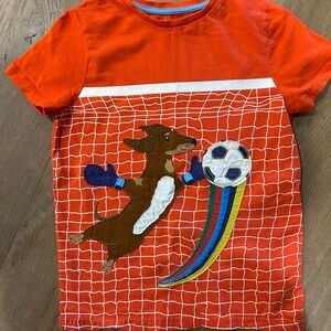 Mini Boden short sleeve t-shirt with soccer dog size 11-12